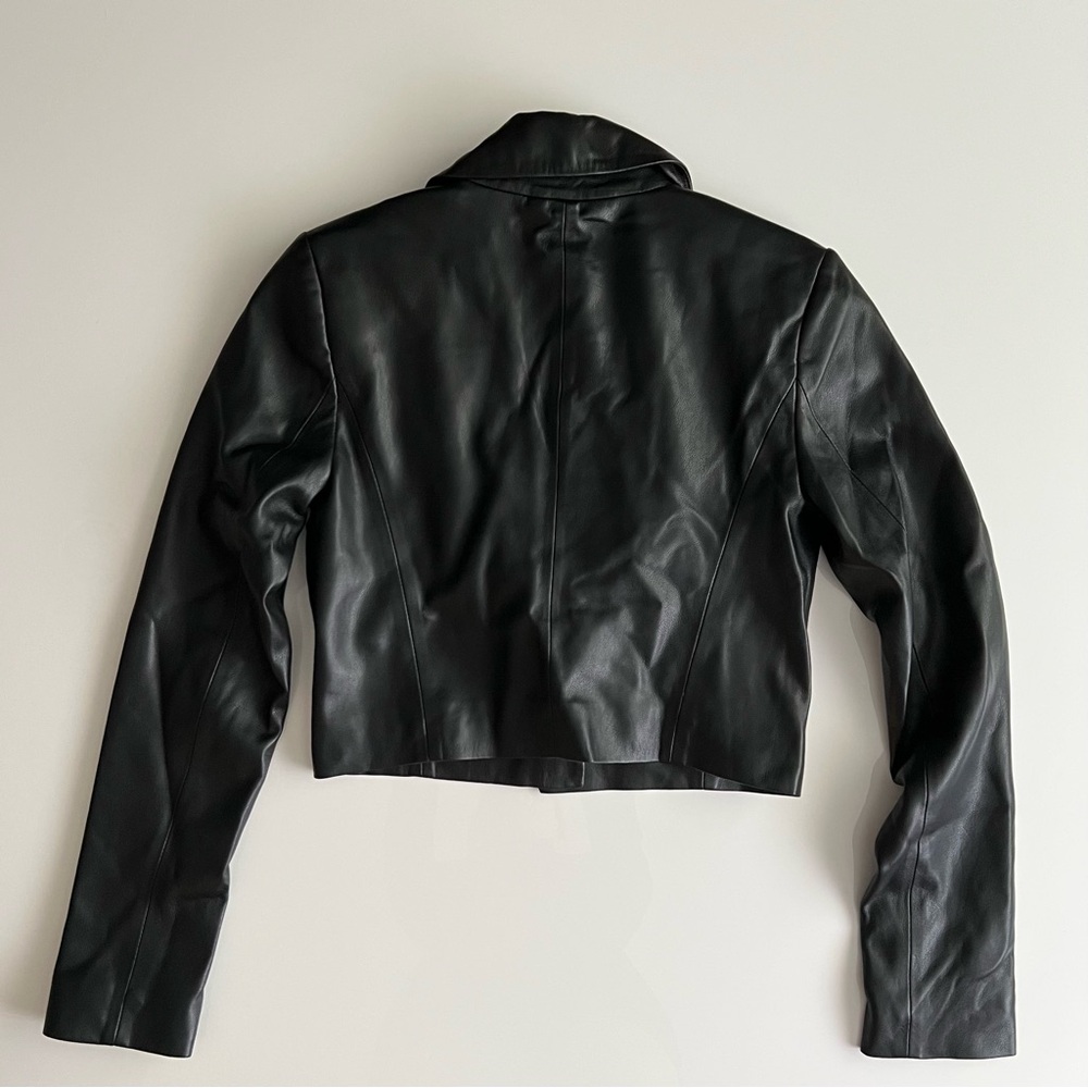 NWT Abercrombie & Fitch vegan leather cropped jacket, black, xxs - Picture 2 of 12